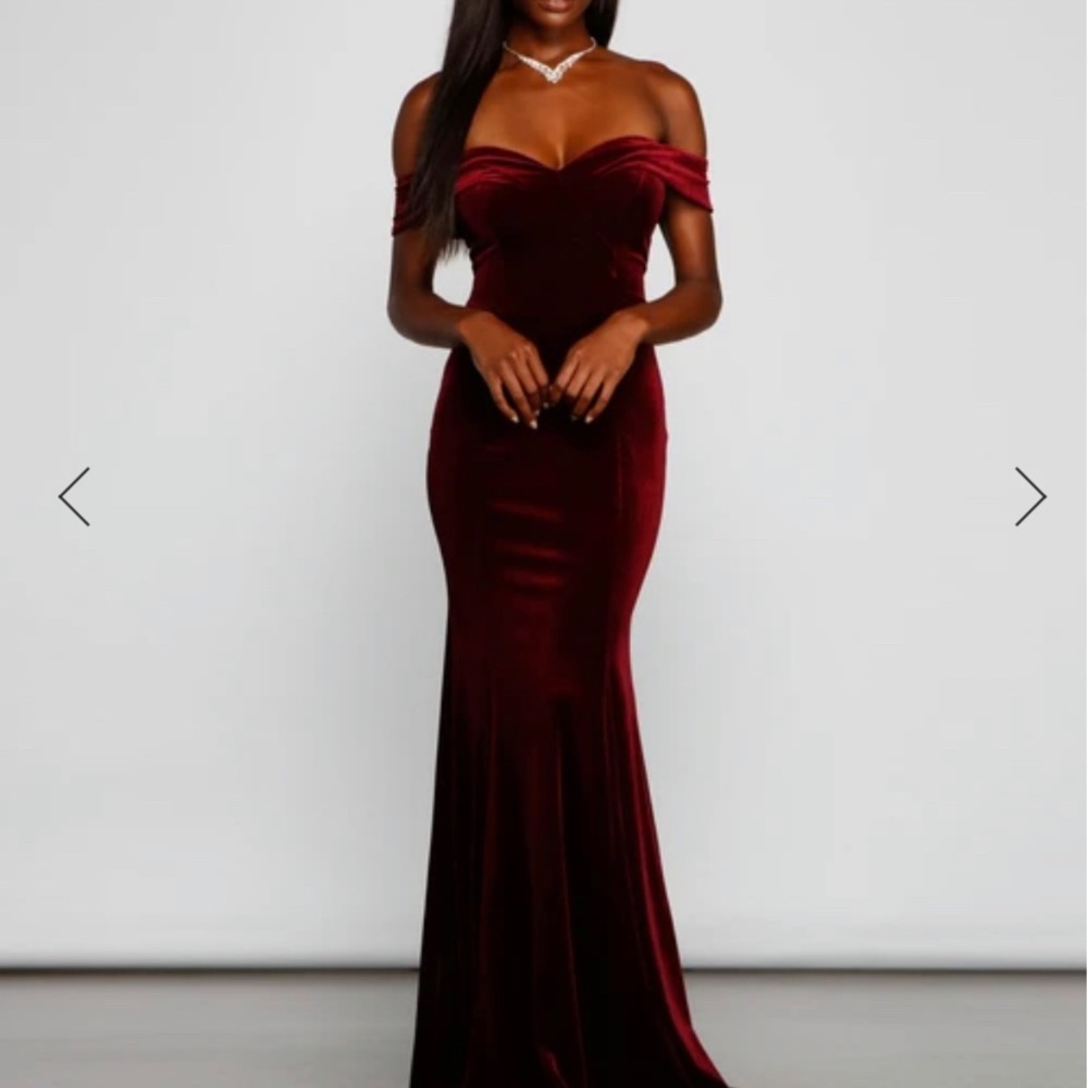 Velvet burgundy evening gown